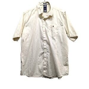 OTTO Men Sz: XL 44cm Trim Fit Short Sleeve Shirt Cream/Ivory Geometric Button Up